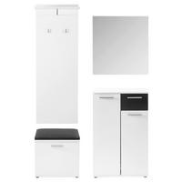 Garderobe Jakob 4-Teilig Schwarz/Weiß B: 60 cm - Schwarz/Weiß, Design, Holzwerkstoff (60/102/30cm) - MID.YOU