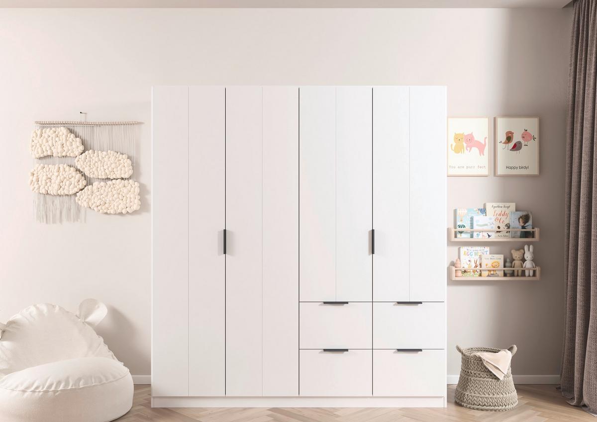 DREHTÜRENSCHRANK Ella Weiß B: 181cm - Weiß, MODERN, Holzwerkstoff (181/197/56cm) - Rauch Möbel