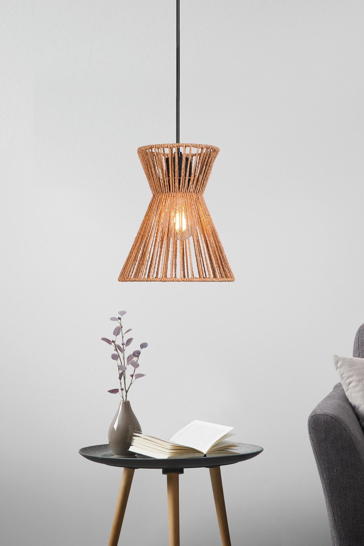 Závěsné svítidlo Naturm - černá/přírodní barvy, Konvenční, kov/papír (20/120cm) - Mömax