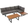 Loungegarnitur 3-Tlg Paris Aus Akazienholz/Stahl mit Kissen - Grau/Teakfarben, MODERN, Holz/Metall (240/177/42/51cm) - Beldano