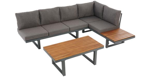 Loungegarnitur 3-Tlg Paris Aus Akazienholz/Stahl mit Kissen - Grau/Teakfarben, MODERN, Holz/Metall (240/177/42/51cm) - Beldano