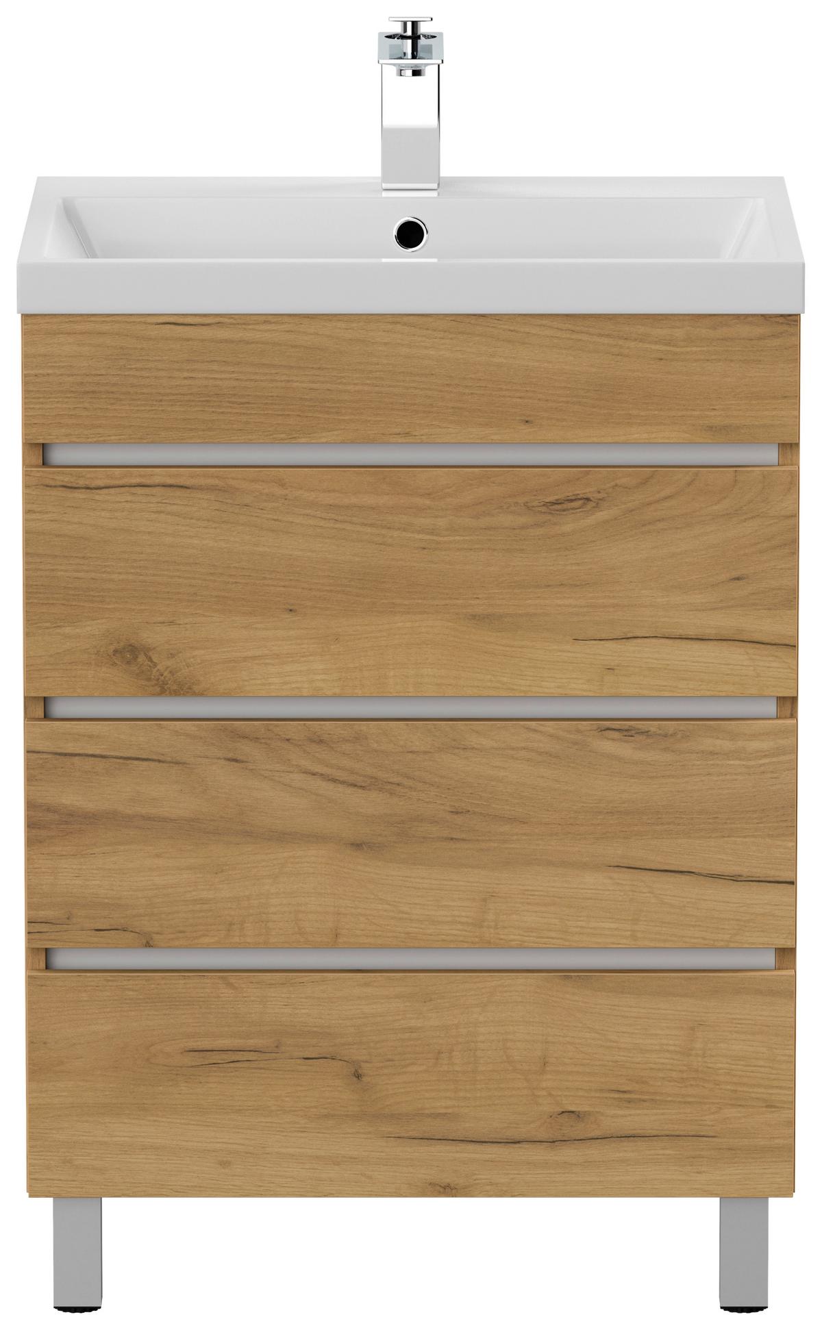 WASCHTISCHKOMBI Fellini Eichefarben B: 70cm - Eichefarben/Weiß, Basics, Holzwerkstoff/Stein (70cm) - MID.YOU