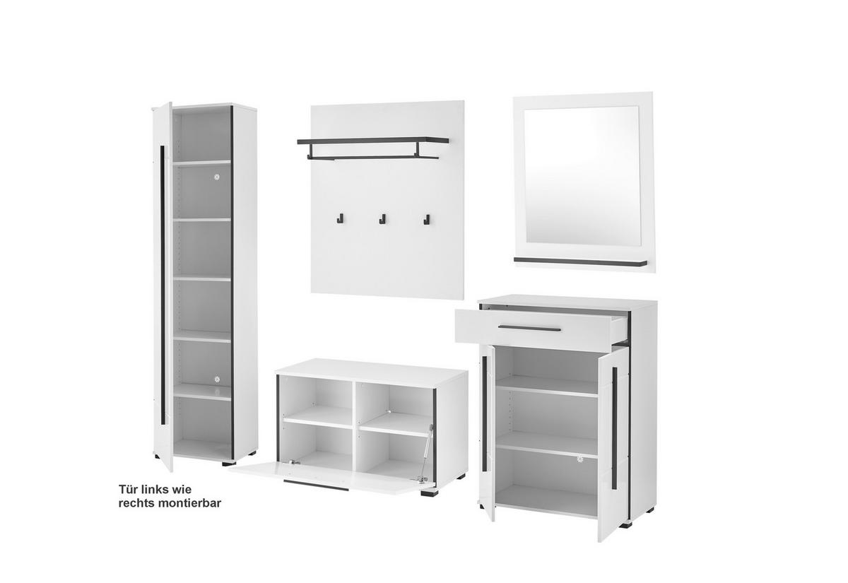 GARDEROBE Cantara Weiß/Weiß HG B: 230cm - Weiß Hochglanz/Weiß, MODERN, Holzwerkstoff (230/201/39cm) - MID.YOU