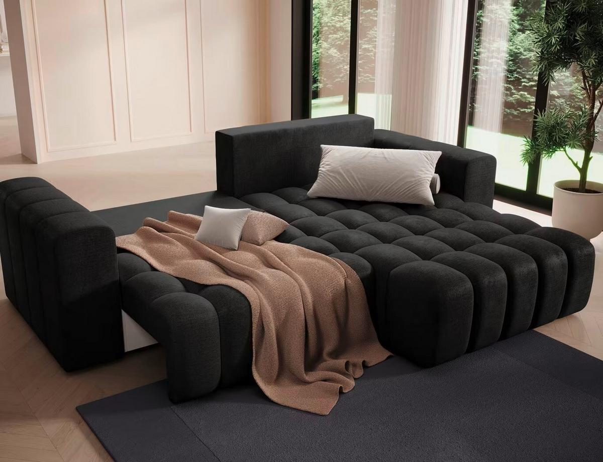 Ecksofa Bonett Anthrazit S: 250x175 Cm - Anthrazit/Schwarz, Design, Textil (250/175cm) - MID.YOU