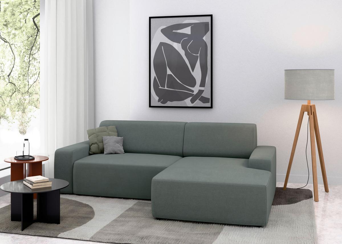 Ecksofa Wien, Grau S: 246x162 cm - Schwarz/Grau, MODERN, Textil (246/162cm) - Trendmanufaktur