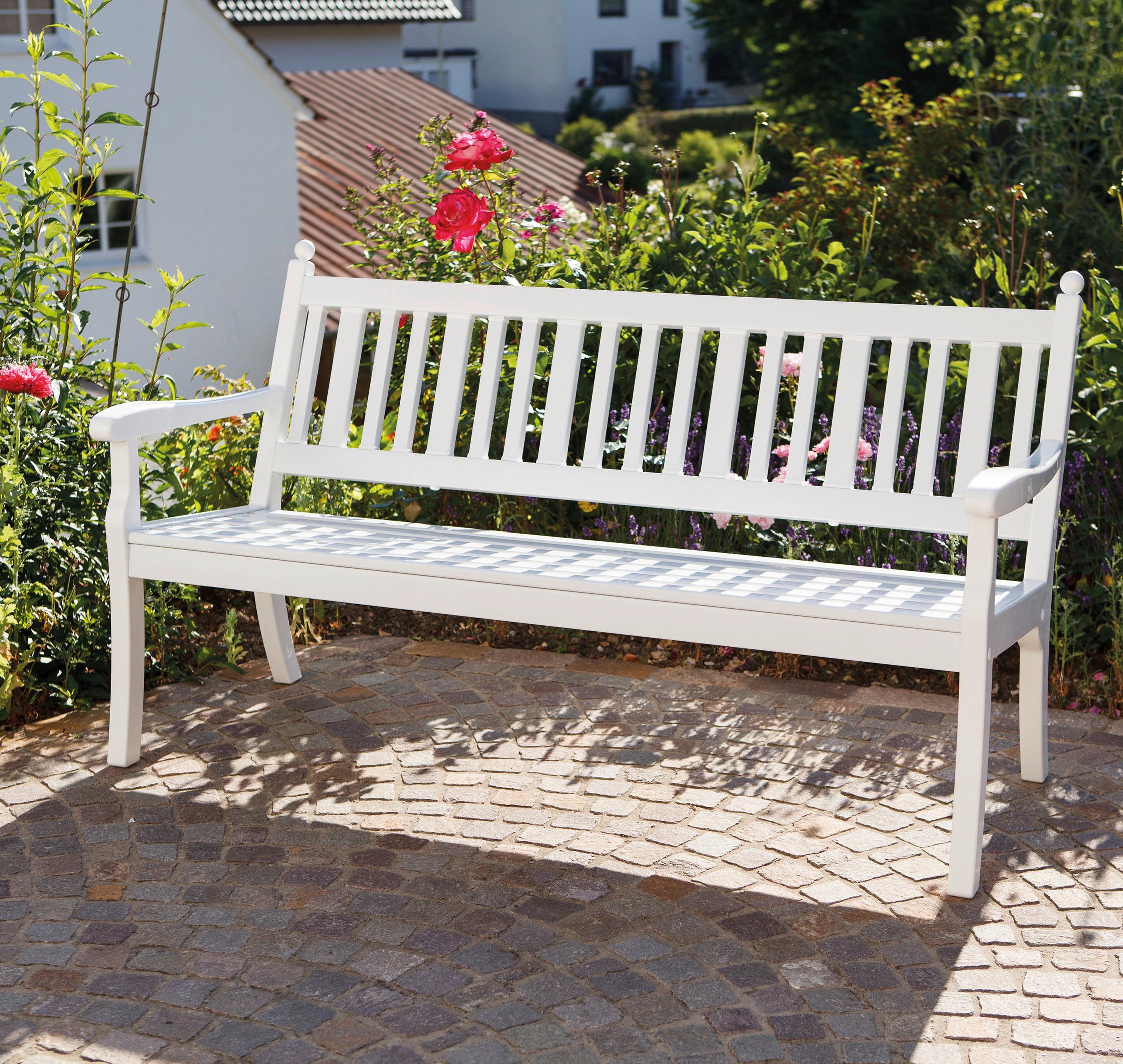 Gartenbank Kunststoff 877520 3-Sitzer - Weiß, MODERN, Kunststoff (160/88/69cm) - Gardenson