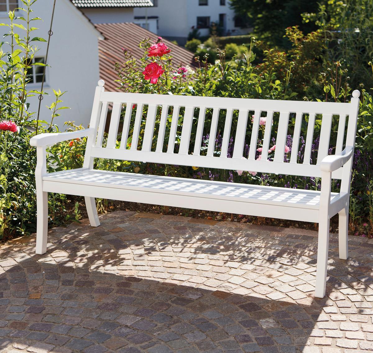 Gartenbank Kunststoff 877520 3-Sitzer - Weiß, MODERN, Kunststoff (160/88/69cm) - Gardenson