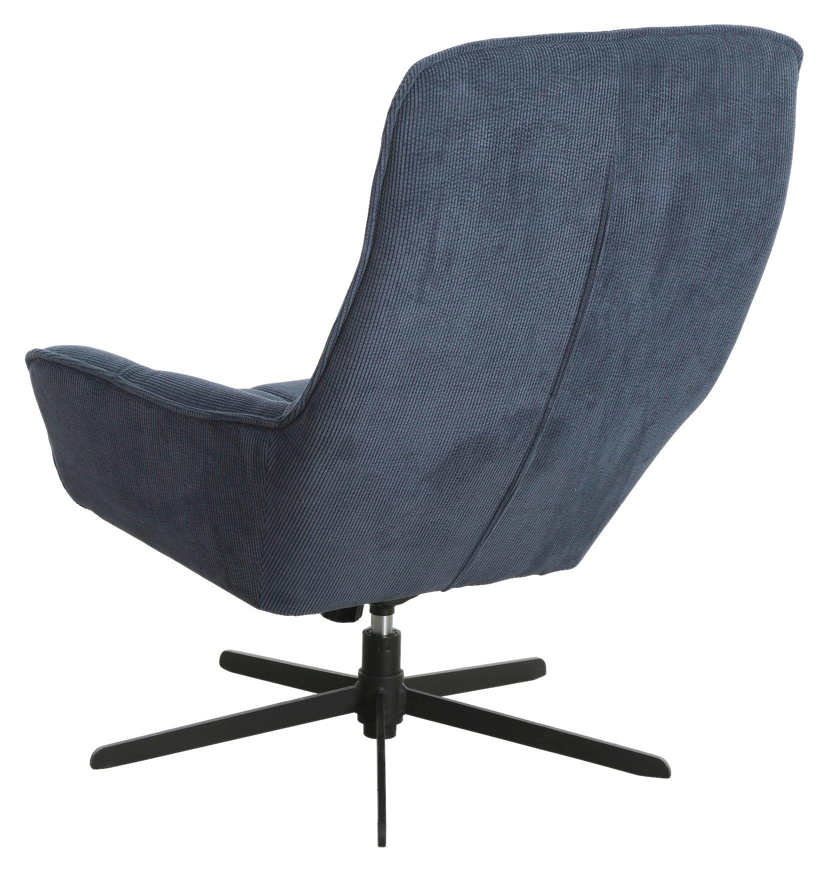 Otočné relaxačné kreslo BARI, tmavomodrý menčester - čierna/tmavomodrá, Modern, kov/drevo (72/98/81cm)