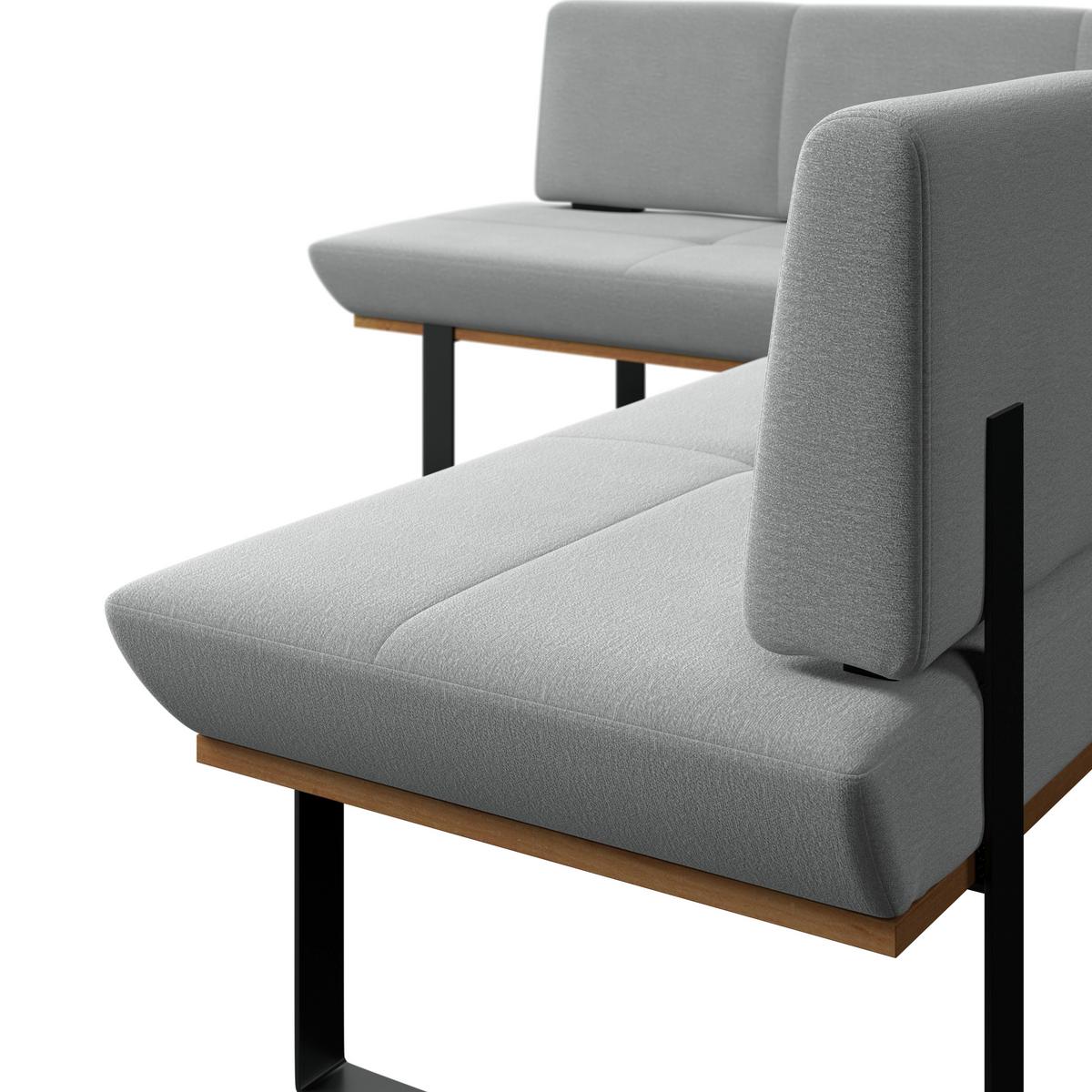 Eckbank Tristan Webstoff hellgrau,S:195x245cm - Hellgrau/Schwarz, MODERN, Holz/Textil (195/245cm) - James Wood