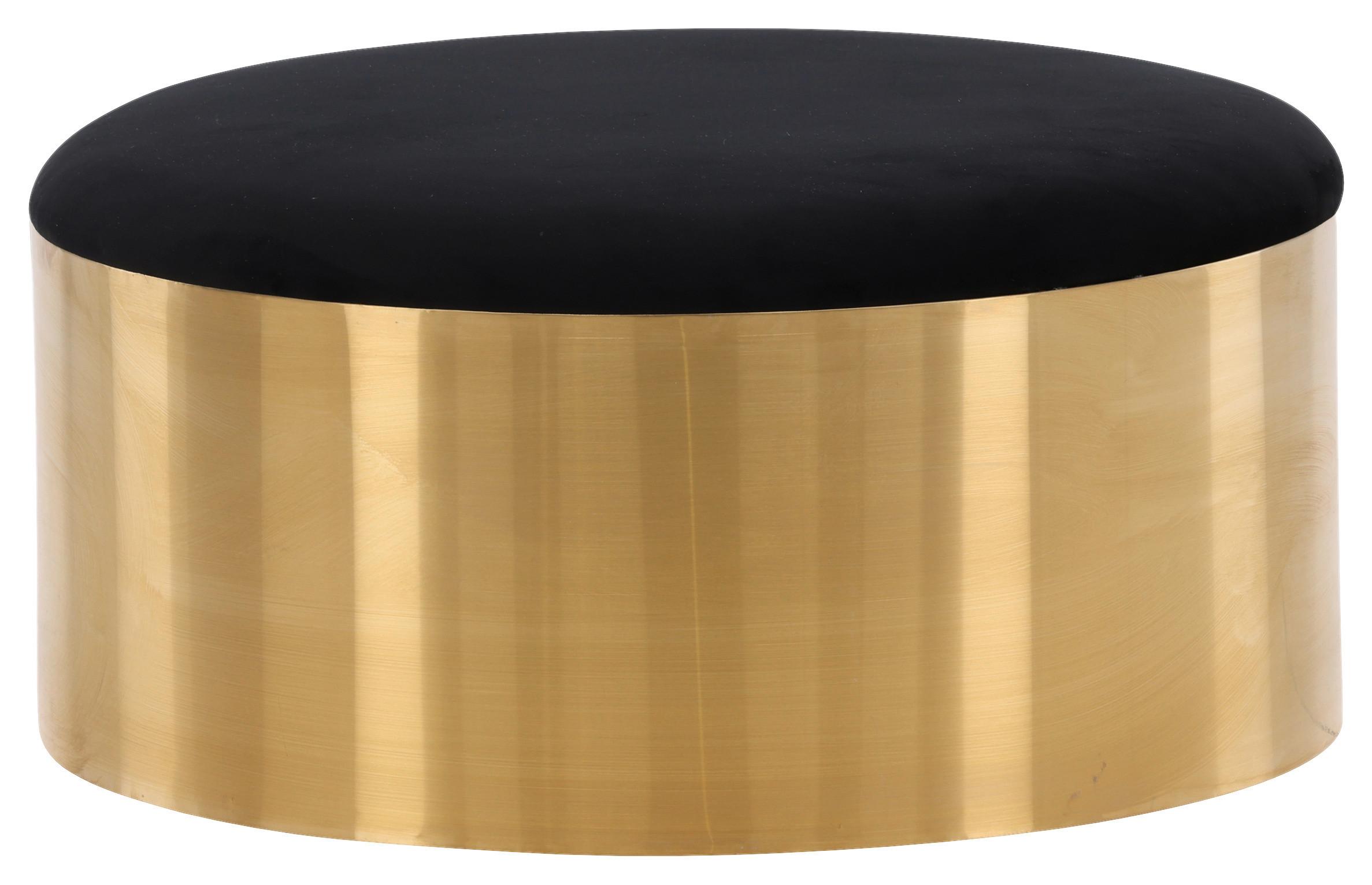 Hocker Puff - Goldfarben/Schwarz, Design, Textil/Metall (45/46/45cm) - Livetastic