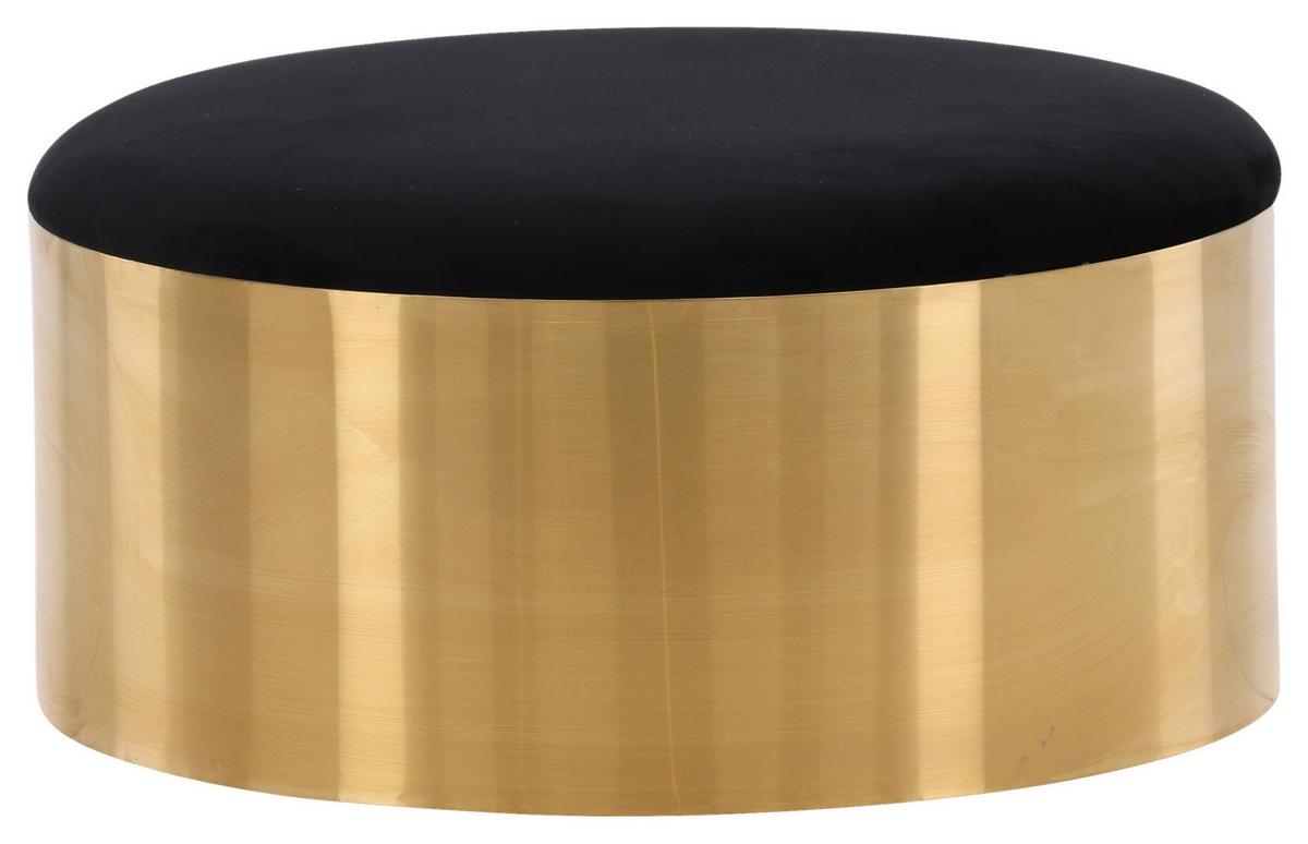 Hocker Puff - Goldfarben/Schwarz, Design, Textil/Metall (45/46/45cm) - Livetastic