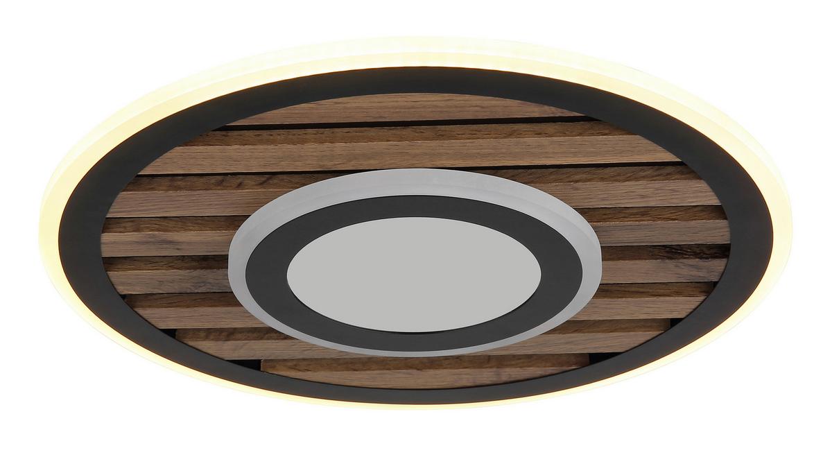 LED-Deckenleuchte D: 40 cm Schwarz Weiß Dunkelbraun - Dunkelbraun/Schwarz, Natur, Holzwerkstoff/Kunststoff (40/6cm) - Globo