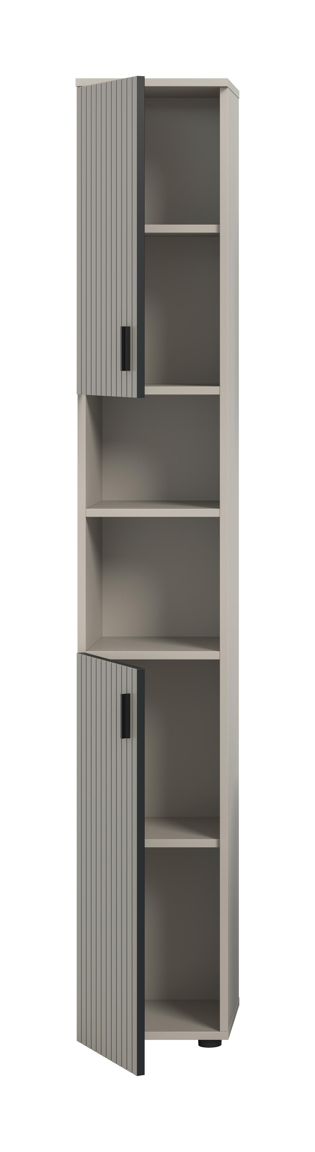 HOCHSCHRANK Mone Kaschmir B: 30cm - Kaschmir/Schwarz, Trend, Holzwerkstoff (30/192/30cm) - MID.YOU