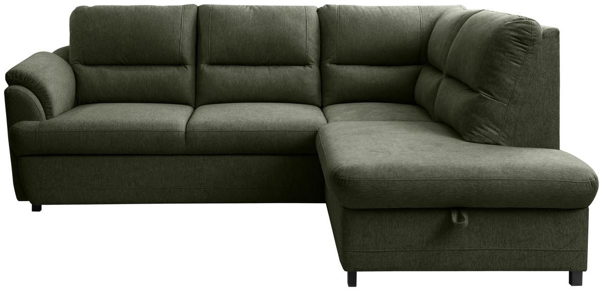Rohová sedačka GUSTO, pravá, zelená - černá/zelená, Basics, dřevo/textil (240/200cm)