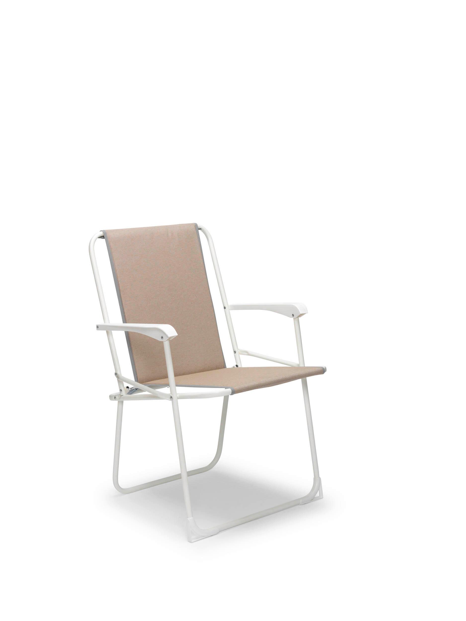 Klappstuhl Chiemsee – Klappstuhl - Beige/Weiß, Basics, Textil/Metall (56/78/53cm)