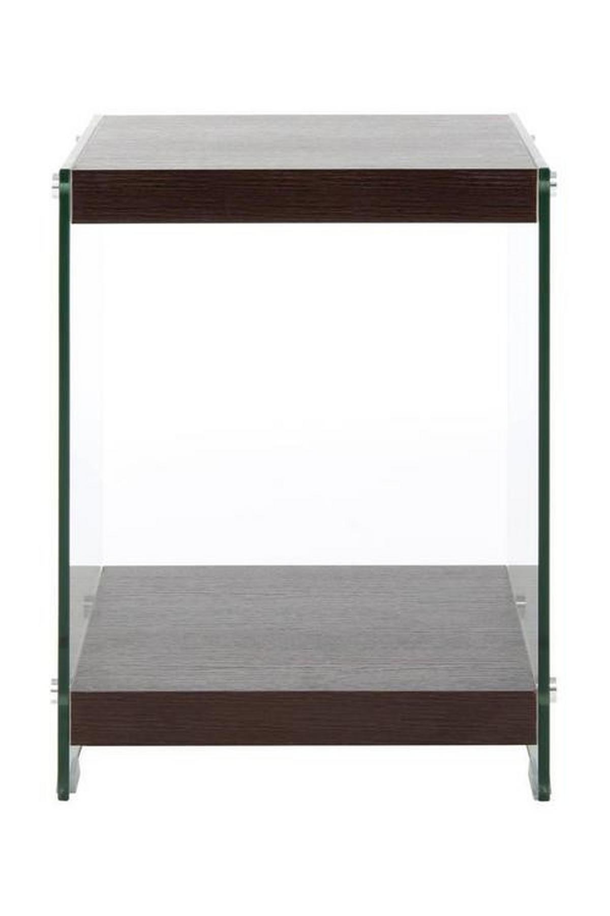 Beistelltisch mit Ablage Elementary Dunkelbraun - Klar/Dunkelbraun, Basics, Glas/Holzwerkstoff (35/35/45cm) - Kayoom