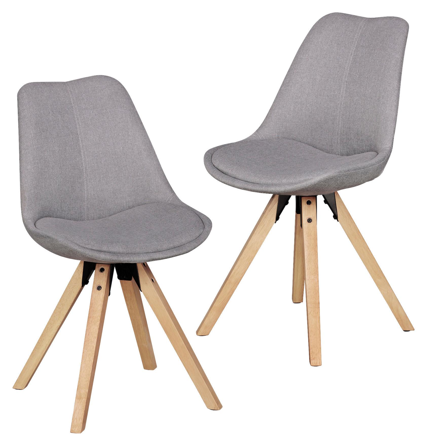 Schalenstuhl Lima Grau Gepolstert 2er-Set - Eichefarben/Grau, Design, Holz/Kunststoff (48/89/42cm) - MID.YOU