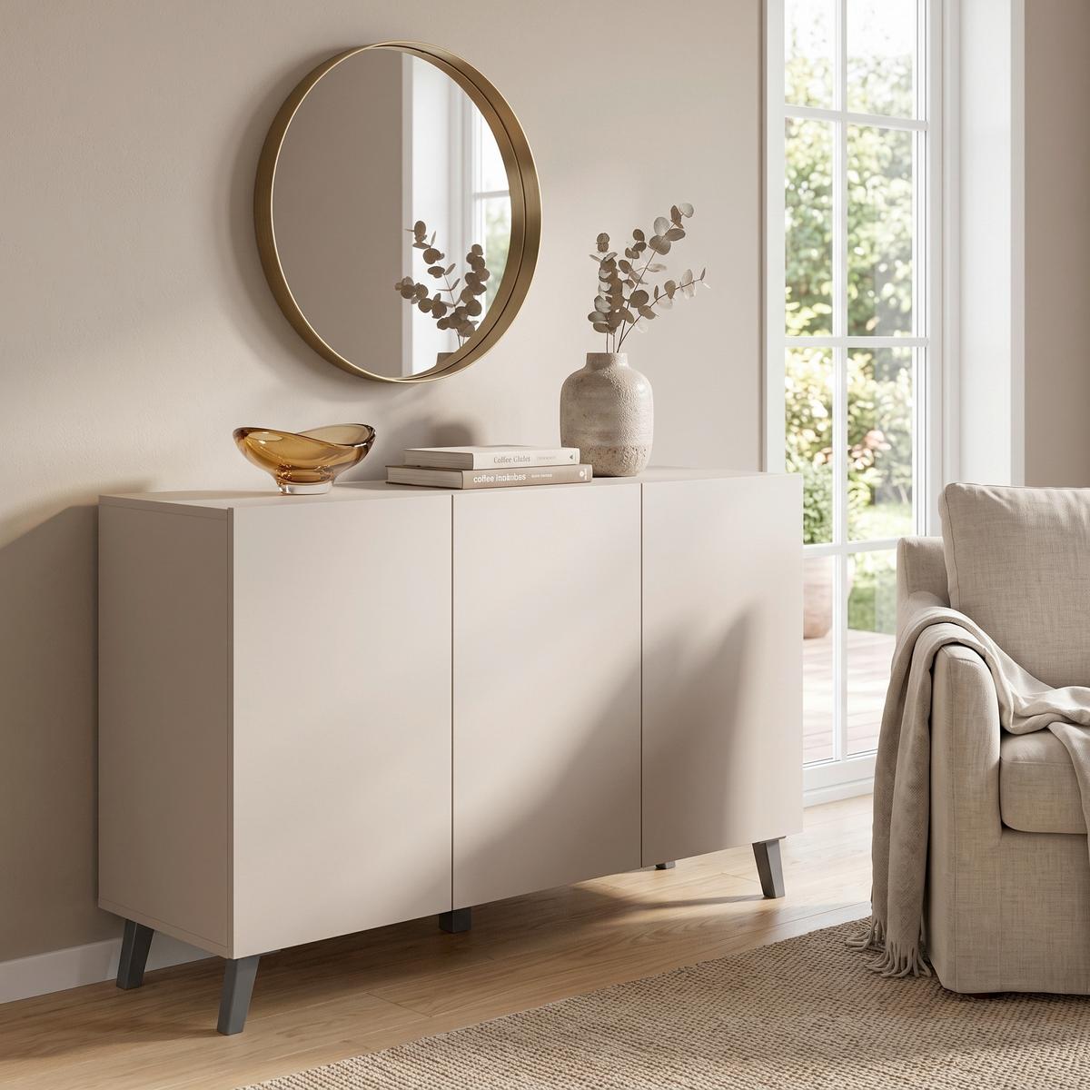 ŠIROKÁ KOMODA SIDEBOARD PHUKET 120 - kašmírová/béžová, Design, kompozitné drevo/plast (120/76/39cm) - P & B