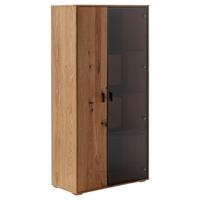 Highboard Assini Wildeiche B: 78 cm - Wildeiche, Design, Glas/Holz (78/156/37cm) - MID.YOU