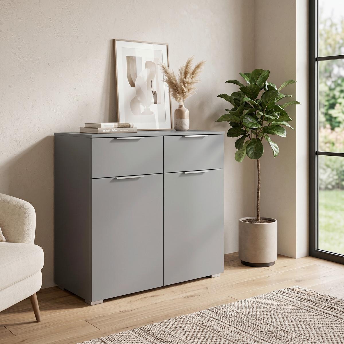 KOMMODE Alabama, Grau B: 80 cm - Alufarben/Grau, MODERN, Holzwerkstoff (80/81/42cm) - Rauch Möbel