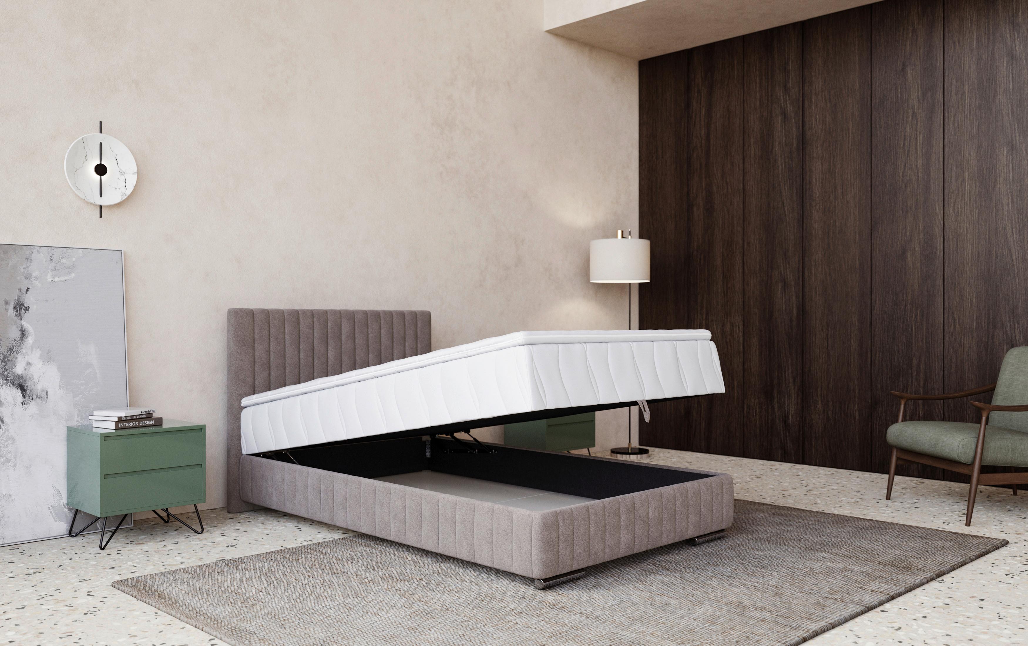 Boxspring-ágy Beetle 120/200 Cm - szürke, Modern, faalapú anyag/textil (120/200cm)