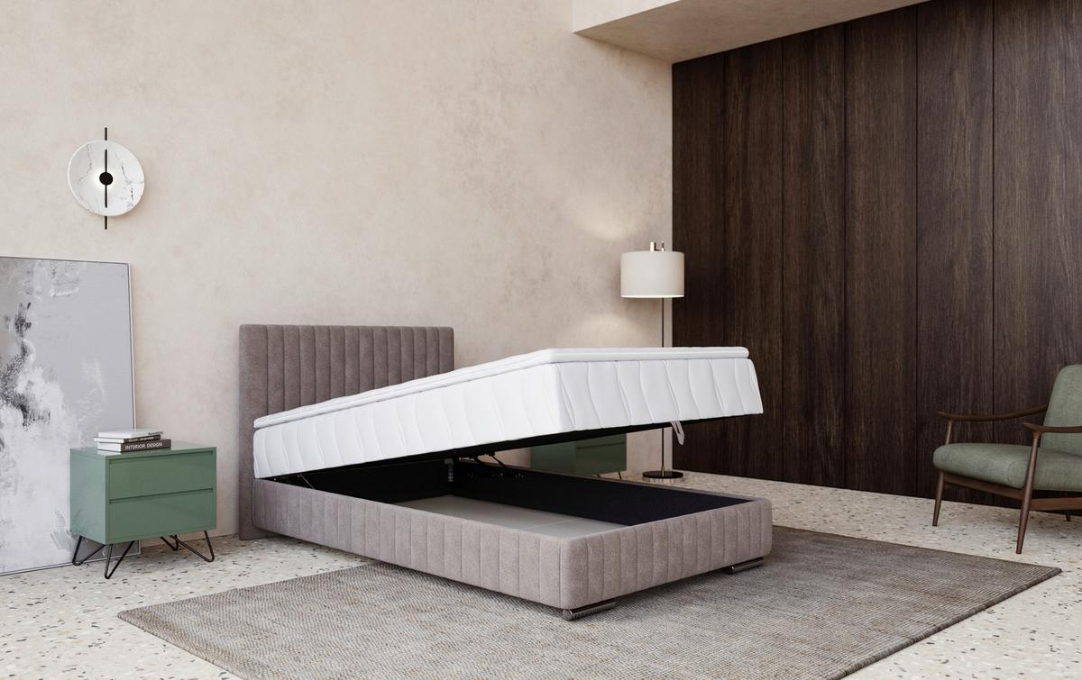 Box-ágy Beetle 120/200 Cm - szürke, Modern, faalapú anyag/textil (120/200cm)