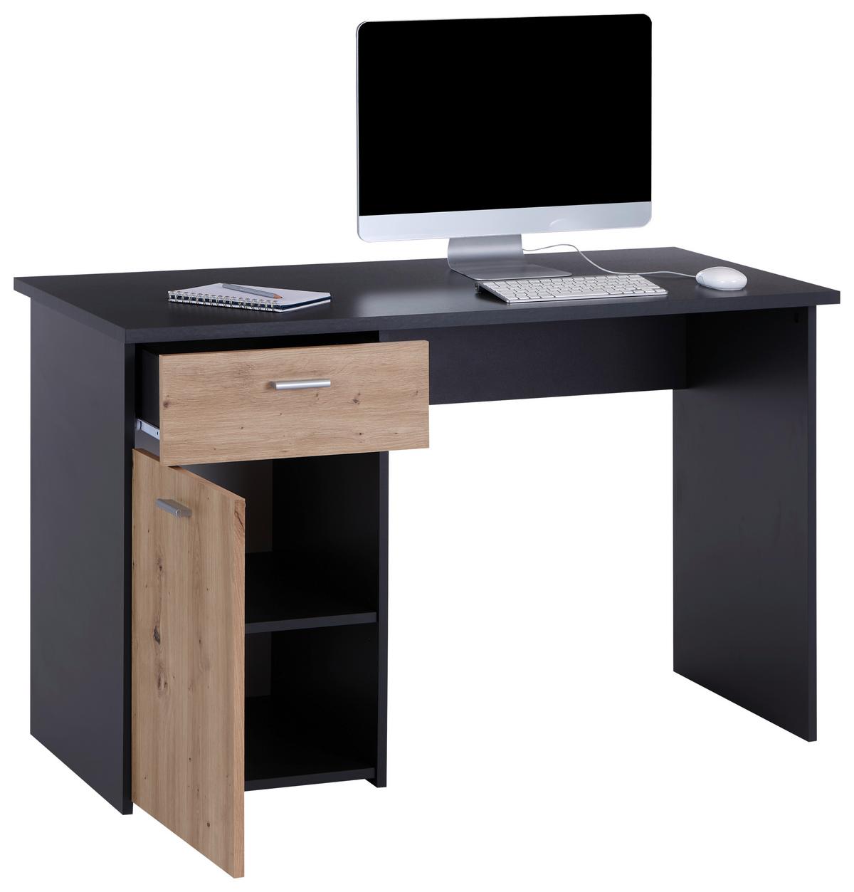 Schreibtisch Mit Schublade B: 120 Cm H: 75,5 Cm Simon - Anthrazit/Eiche Artisan, MODERN, Holzwerkstoff (120/75,5/60cm)