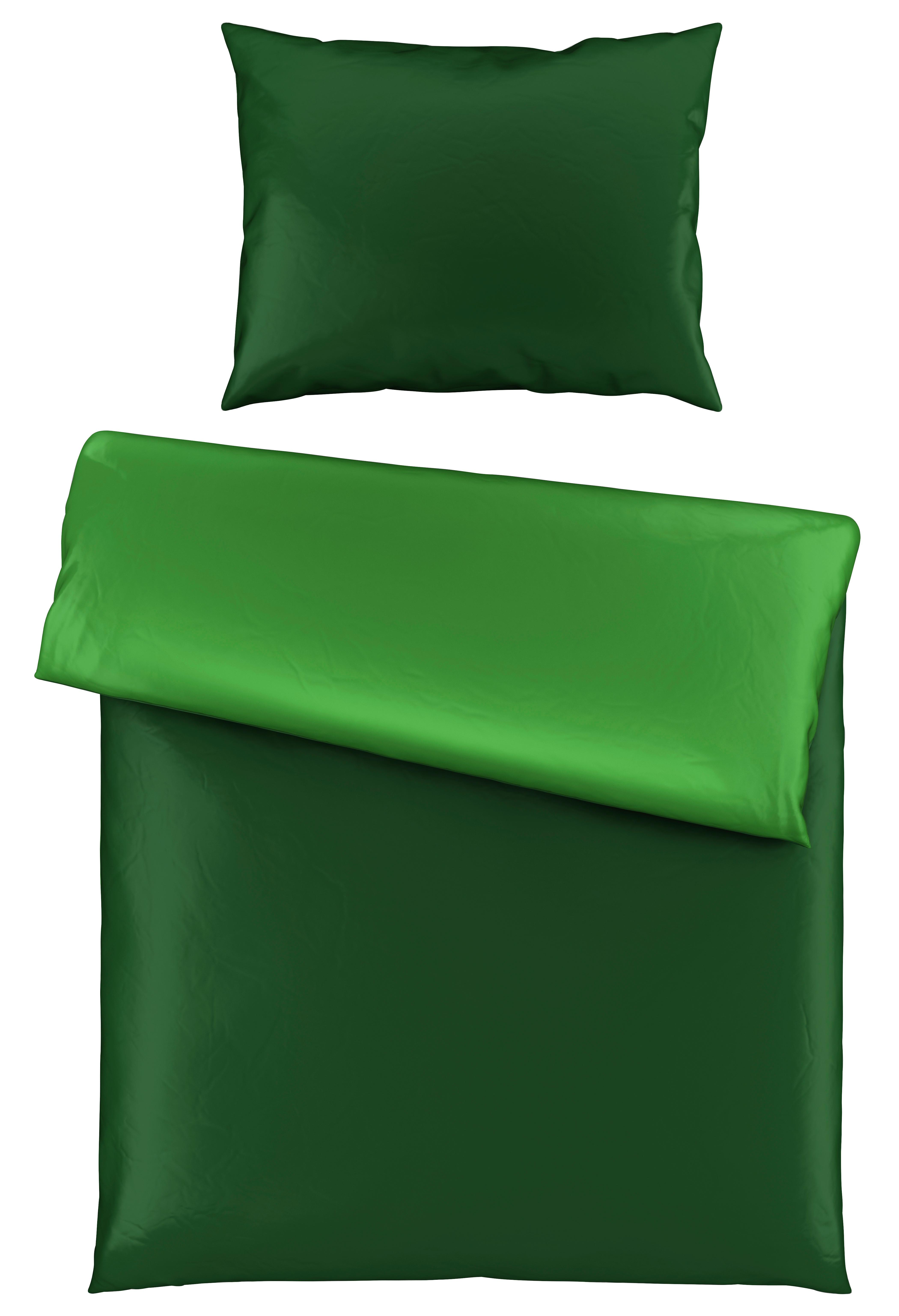 Satin-bettwäsche 140x200 Cm Melissa Dunkelgrün/hellgrün