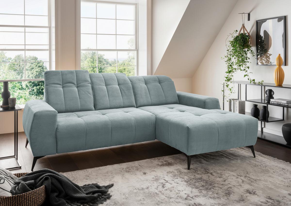 Ecksofa Mit Usb Anschluss Sano, Hellblau, S: 258x180 Cm - Schwarz/Hellblau, MODERN, Textil (258/180cm) - Livetastic