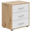 Nachtkästchen Smart 3 Eiche Artisan/weiß H: 54 Cm - Grauweiß/Schwarz, Basics, Holzwerkstoff (50/54/35cm)