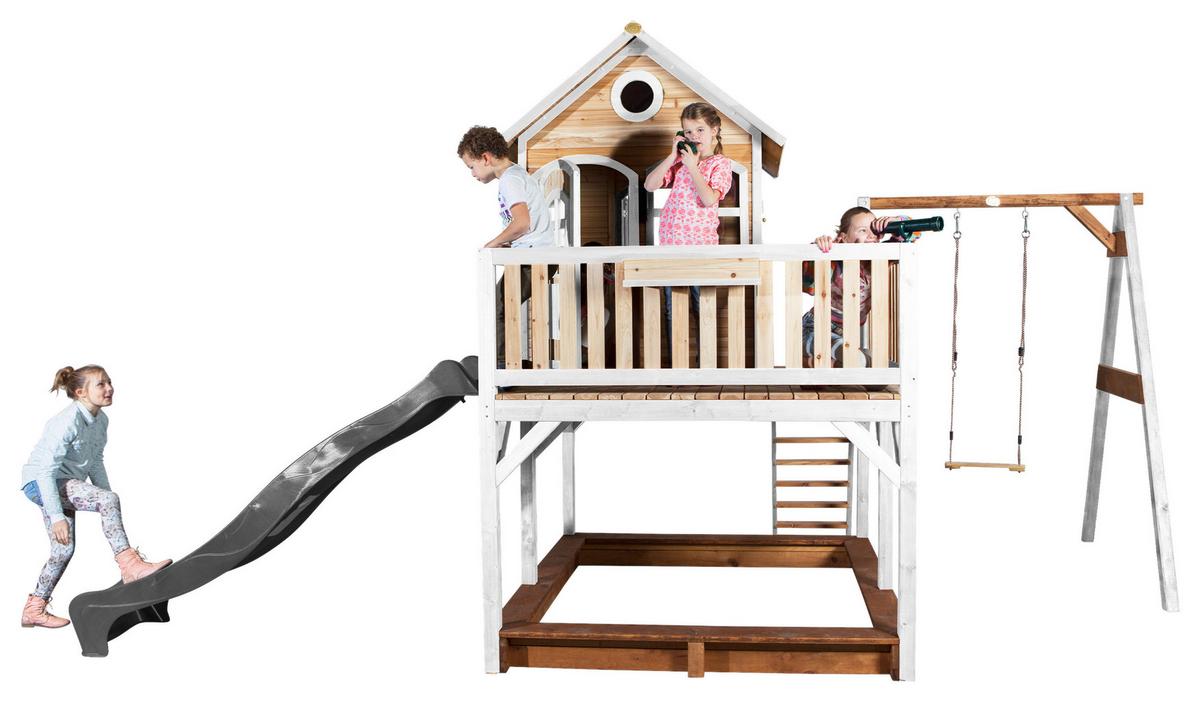 Spielturm A030.152.81 - Braun/Weiß, KONVENTIONELL, Holz/Kunststoff (541/291/277cm) - Ambia Garden