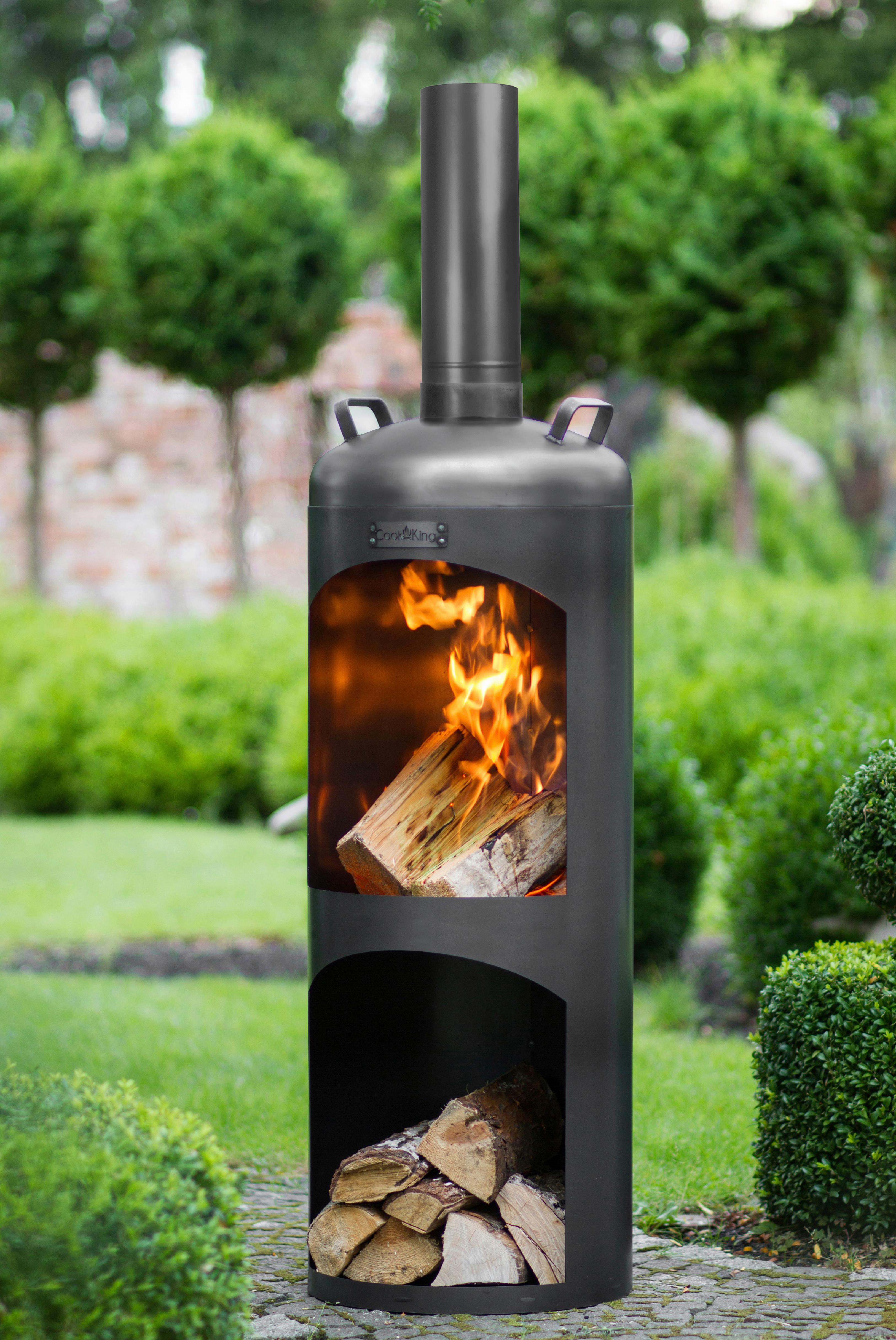 Kaminofen Terrassenofen Faro Schwarz, 40 cm - Schwarz, Basics, Metall (40/158/40cm)