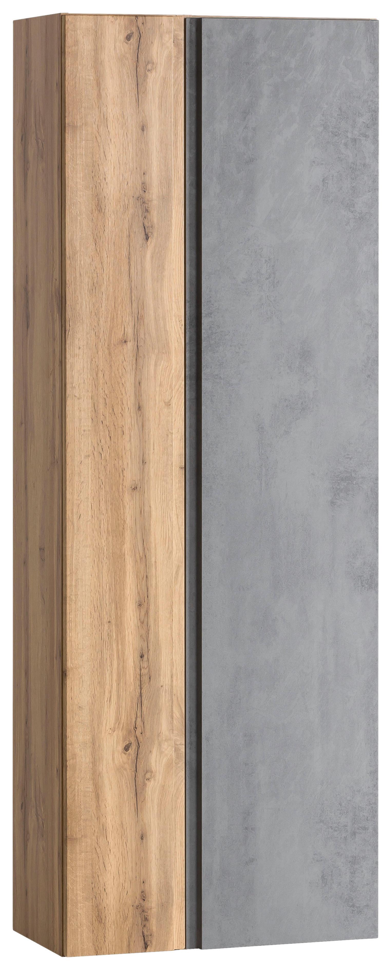 Hochschrank in Beton und Wotan Eiche