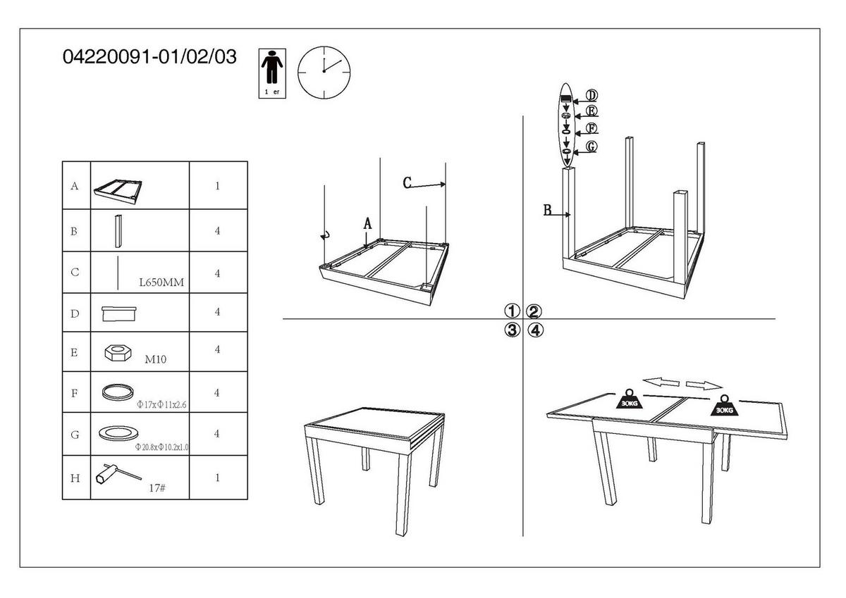 ZAHRADNÍ STŮL ATLANTA 1 - bílá/antracitová, Moderní, kov/sklo (70-140/75/70cm) - Modern Living