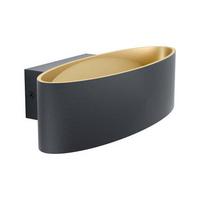 Led-wandleuchte Maccacari 1-Flammig Schwarz/goldfarben - Goldfarben/Schwarz, Design, Kunststoff/Metall (27/13/7,5cm) - Eglo