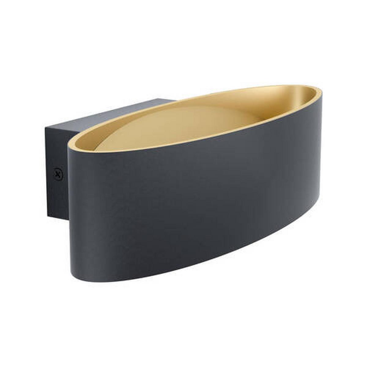 Led-wandleuchte Maccacari 1-Flammig Schwarz/goldfarben - Goldfarben/Schwarz, Design, Kunststoff/Metall (27/13/7,5cm) - Eglo