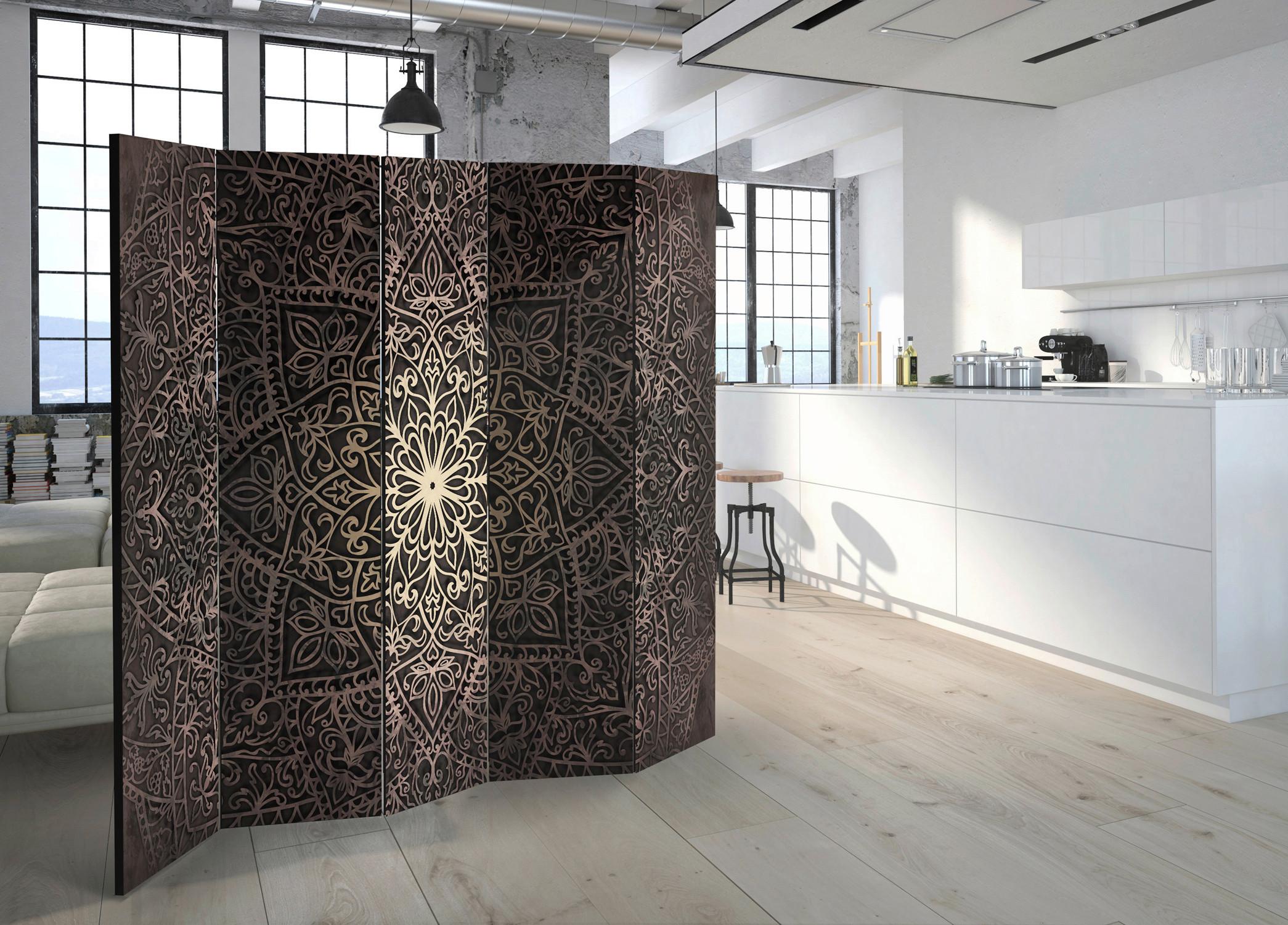 Paravent Braun Beige B: 225 cm - Beige/Braun, Basics, Holz/Textil (225/172/3cm) - artgeist