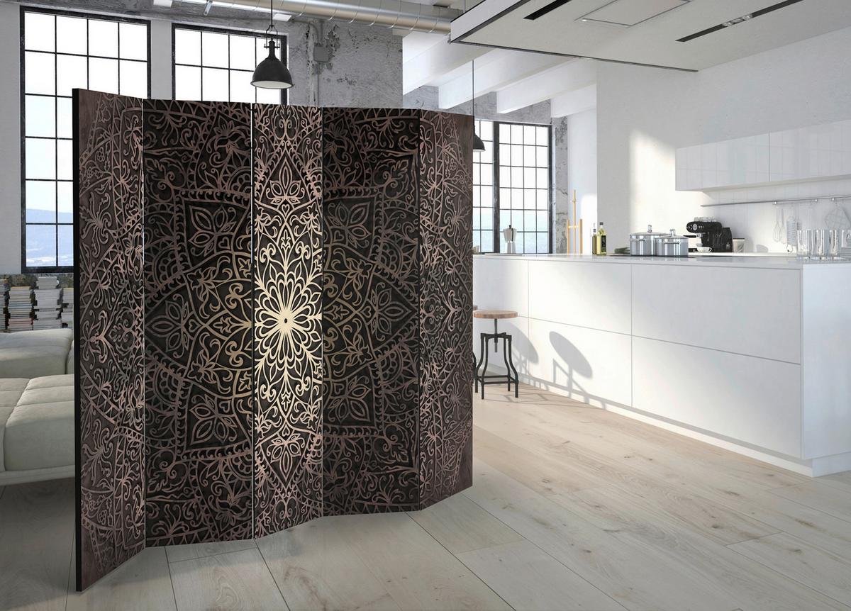 Paravent Braun Beige B: 225 cm - Beige/Braun, Basics, Holz/Textil (225/172/3cm) - artgeist
