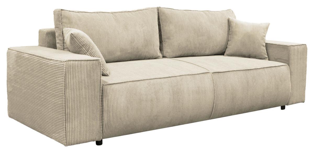Schlafsofa Loft Beige B: 255cm - Beige/Schwarz, Design, Textil (255/90/97cm) - MID.YOU