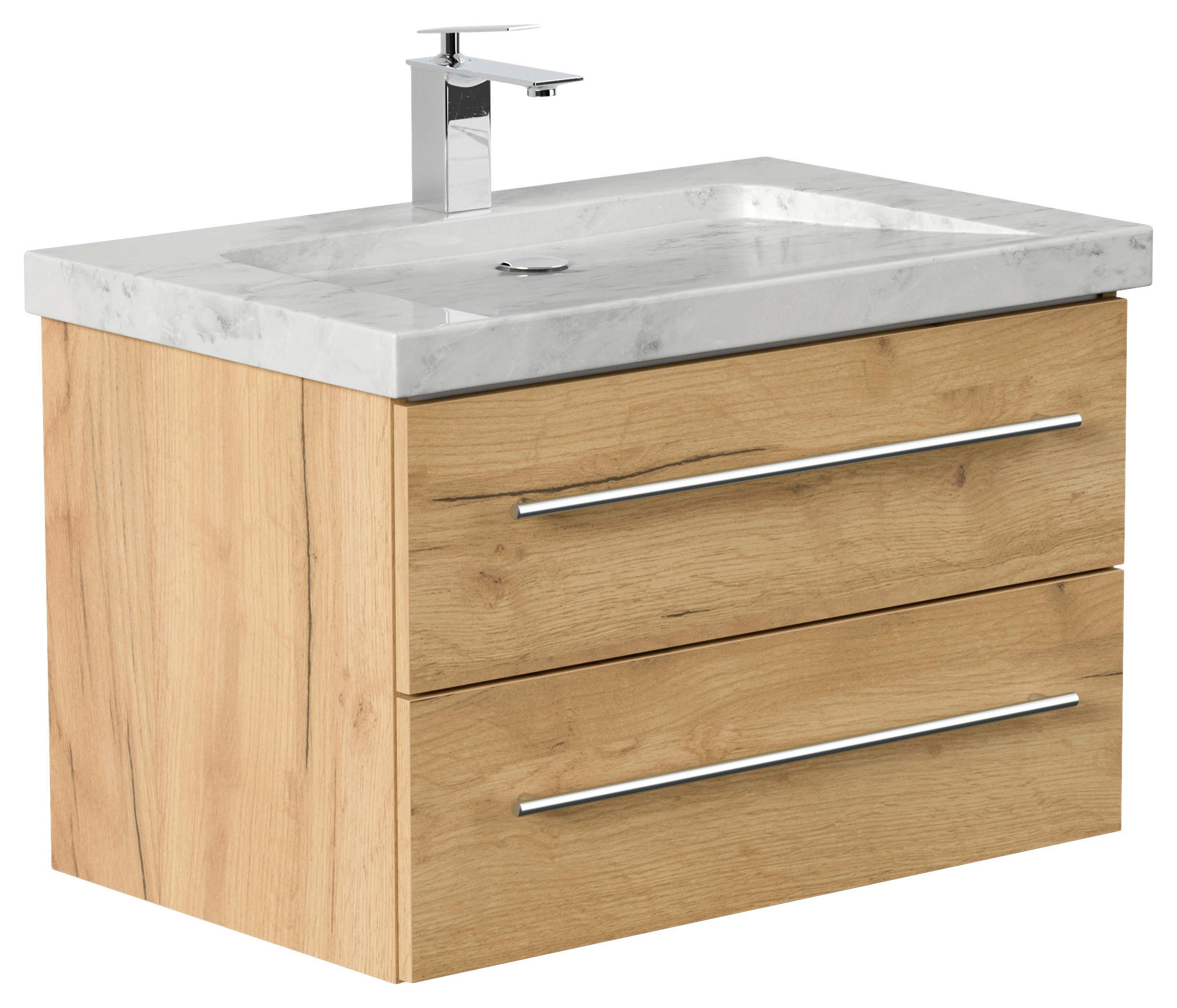 WASCHTISCHKOMBI Yamo, Eichefarben B: 75 cm - Eichefarben, Basics, Holzwerkstoff/Stein (75cm) - MID.YOU