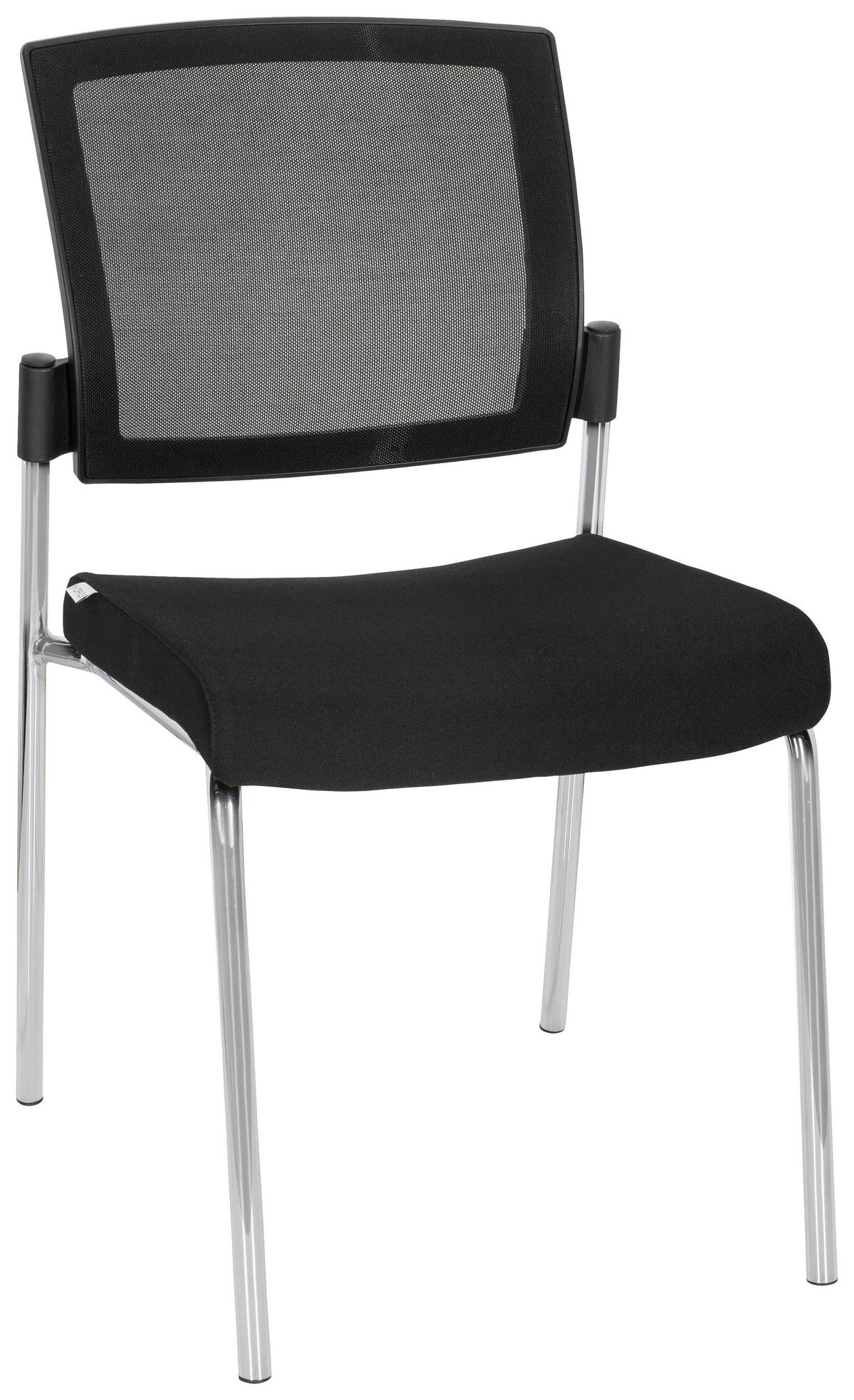 Besucherstuhl K9 V Gepolstert Schwarz Bis 180kg - Chromfarben/Schwarz, MODERN, Textil/Metall (48/90/58cm) - MID.YOU