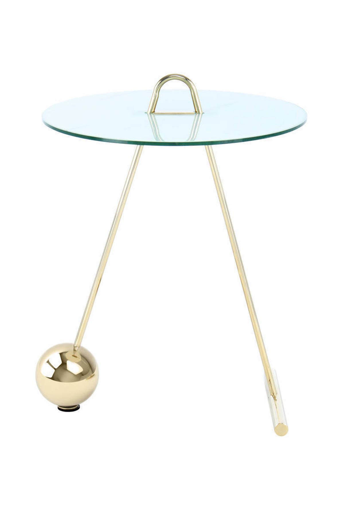 Beistelltisch Pendulum Weiß/Goldfarben - Goldfarben/Weiß, Basics, Glas/Metall (46/60cm) - Kayoom