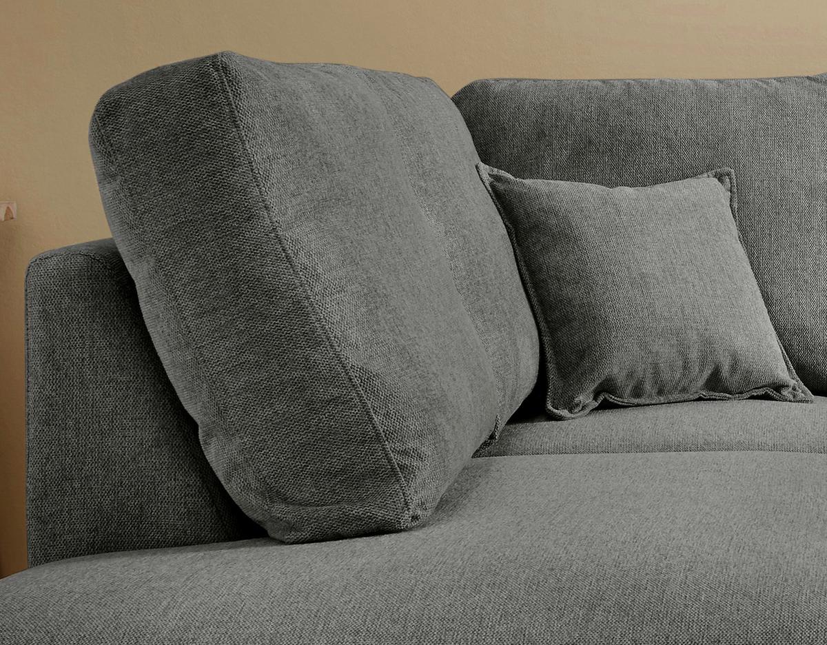 Ecksofa Mit Schlaffunktion Valentina Mit Kissen Anthrazit - Anthrazit/Naturfarben, KONVENTIONELL, Textil (200/230cm) - P & B