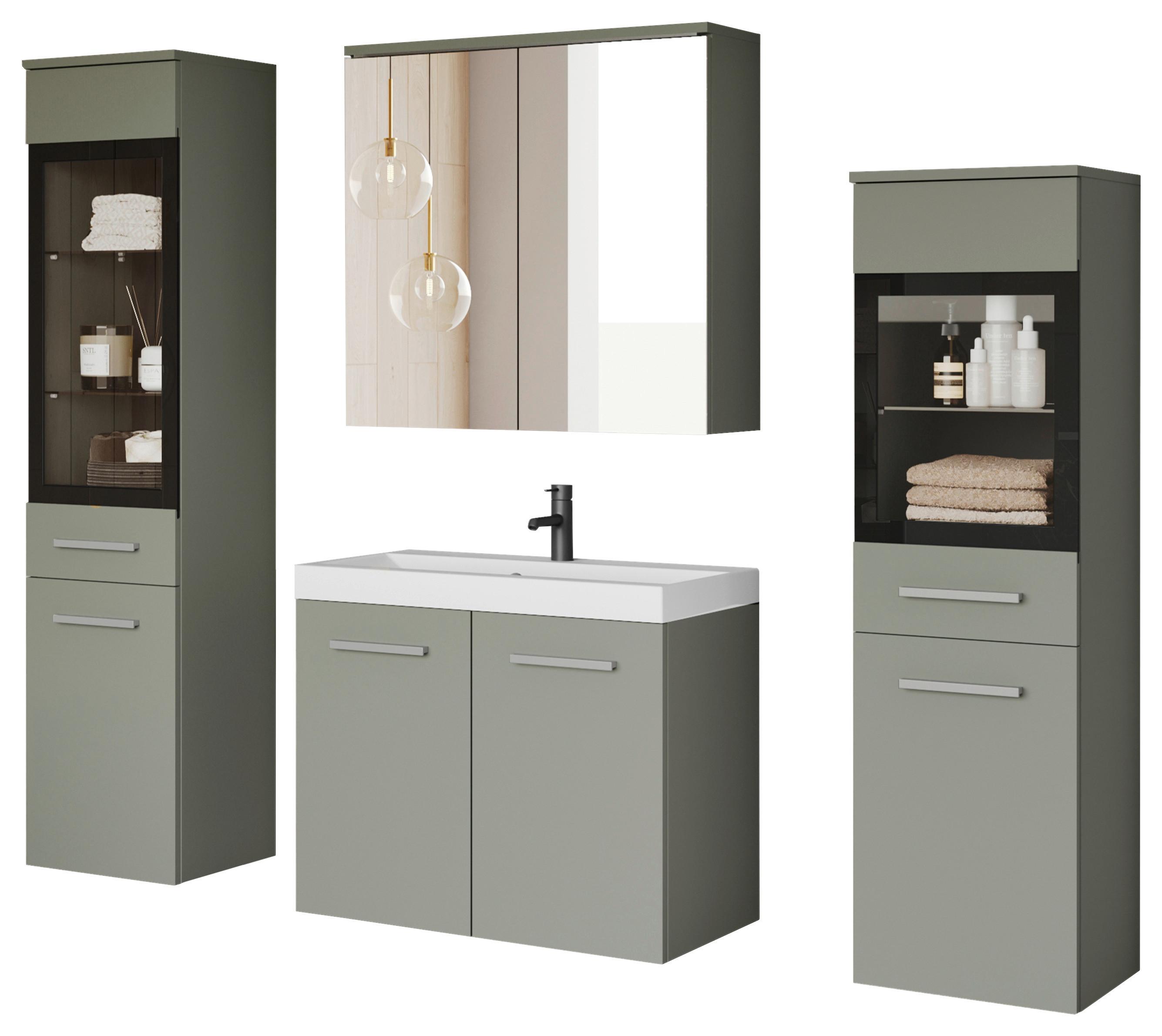 Badezimmer Madrit II 5-Teilig Grün B: 120,4 cm - Weiß/Grün, LIFESTYLE, Glas/Keramik (120,4/131,5/30,2cm) - P & B