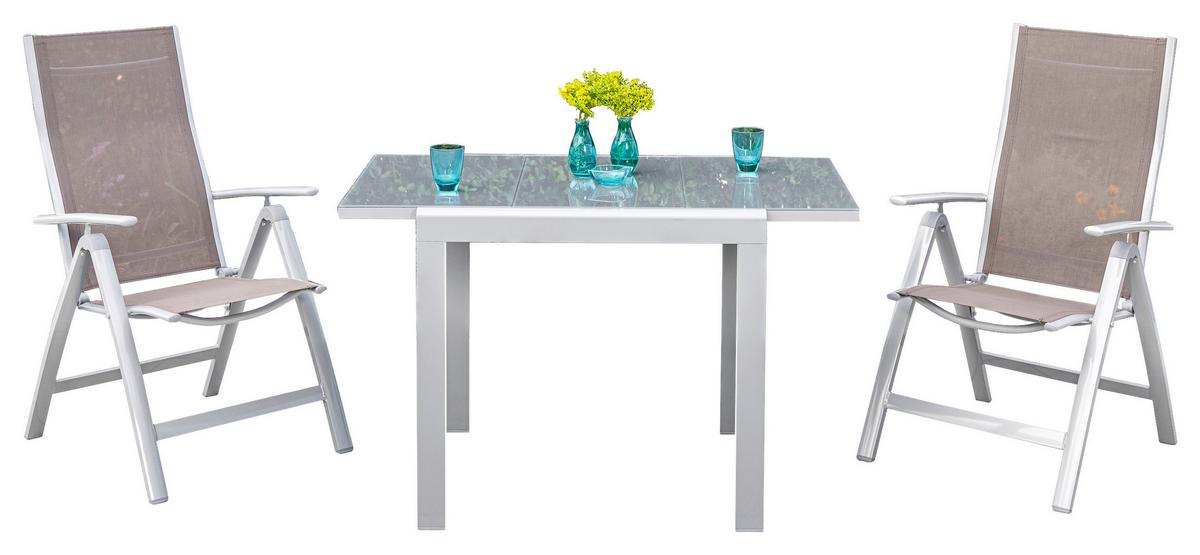 Balkonset Carrara Silberfarben/Taupe - Taupe/Silberfarben, KONVENTIONELL, Glas/Textil - Gardenson