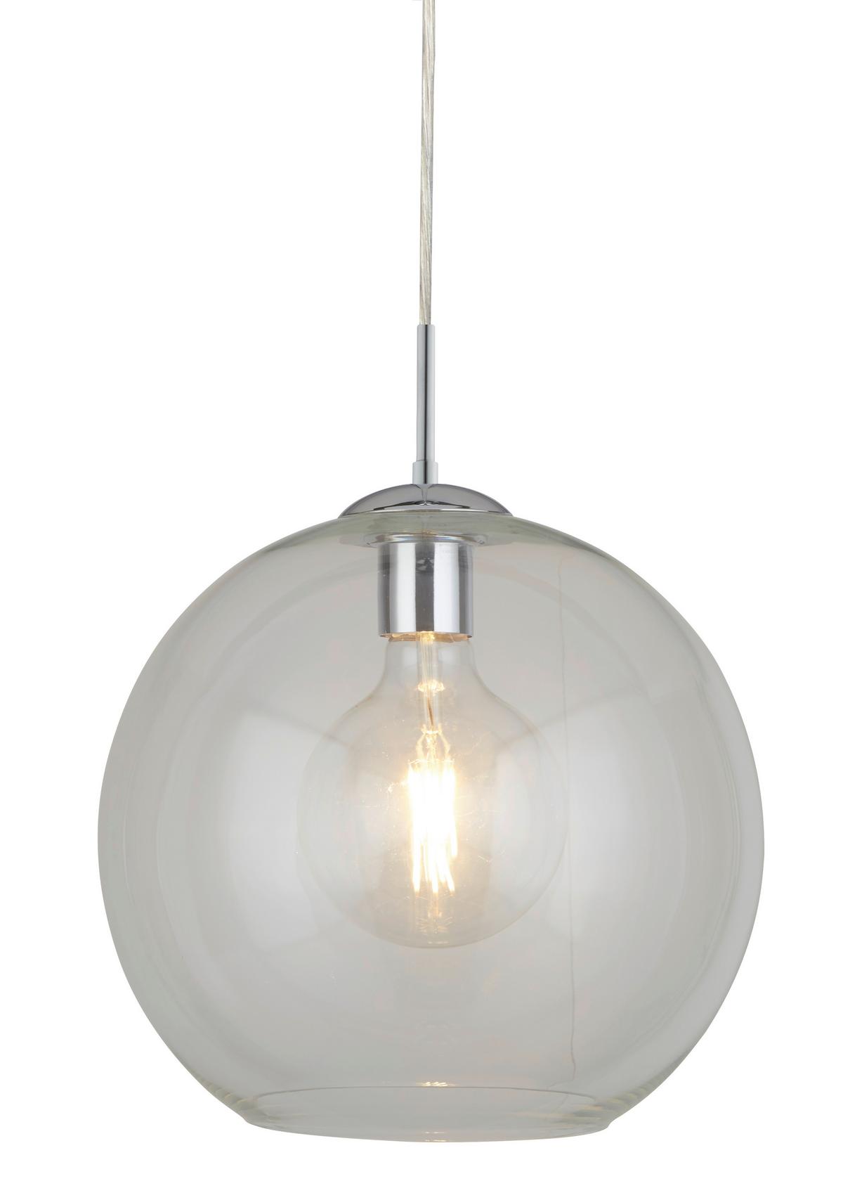 Hängeleuchte Balls H: 120 cm 1-Flammig, höhenverstellbar - Chromfarben, Design, Glas/Metall (30/120cm)