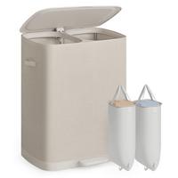 Wäschekorb in Beige Metall/Kunststoff/Textil - Beige, Basics, Kunststoff/Textil (56/75/40,5cm)