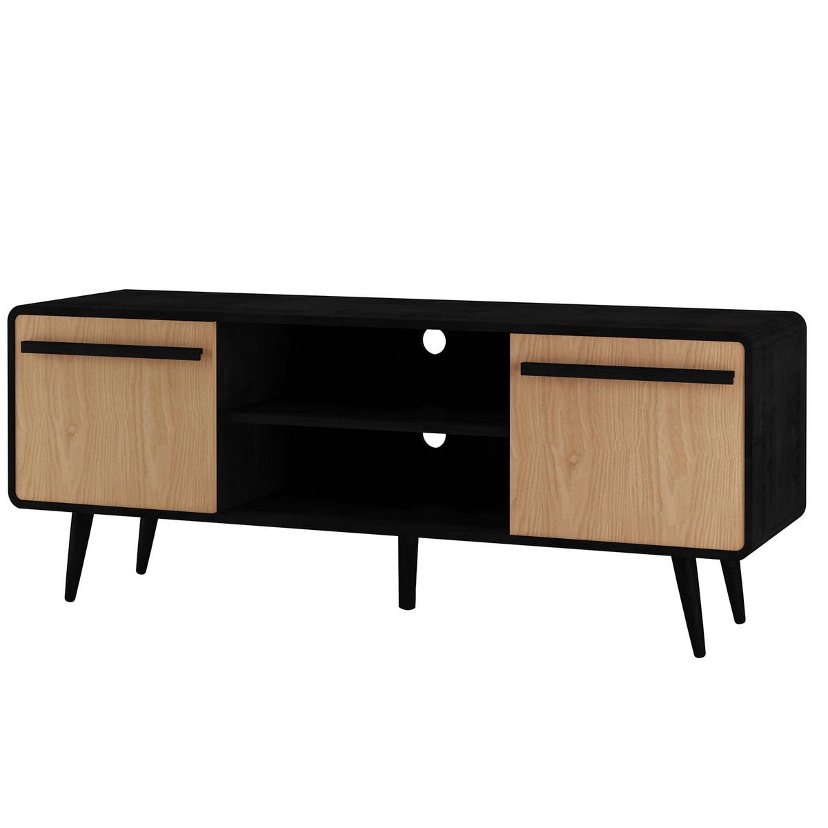 Lowboard Chantal Naturfarben B: 140 cm - Schwarz/Naturfarben, Design, Holzwerkstoff (140/53/39cm) - MID.YOU