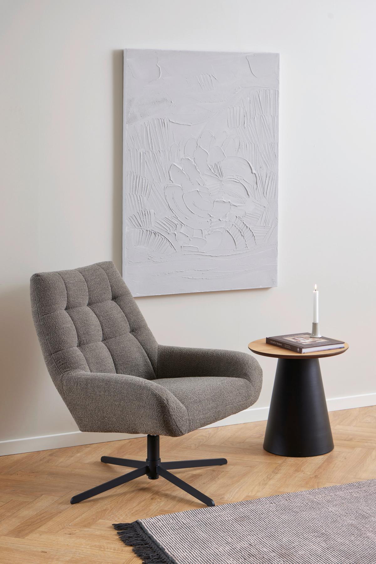 Príručný stolík SOLI 45 - černá/přírodní barvy, Design, kov/dřevo (45/48cm) - MID.YOU