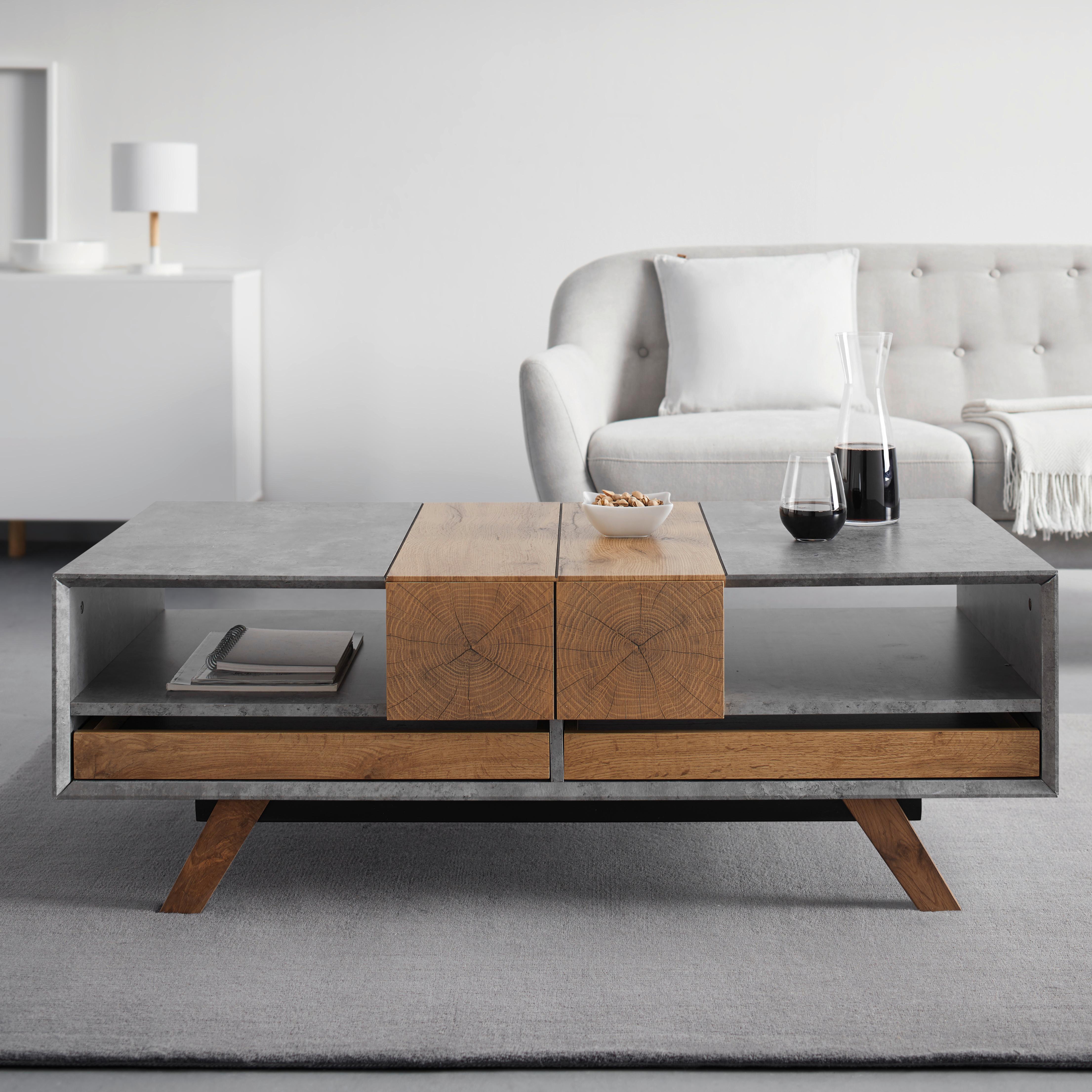 Konferenčný stolík CASPER - sivá/farba duba, Modern, drevo (120/60/42cm) - Modern Living